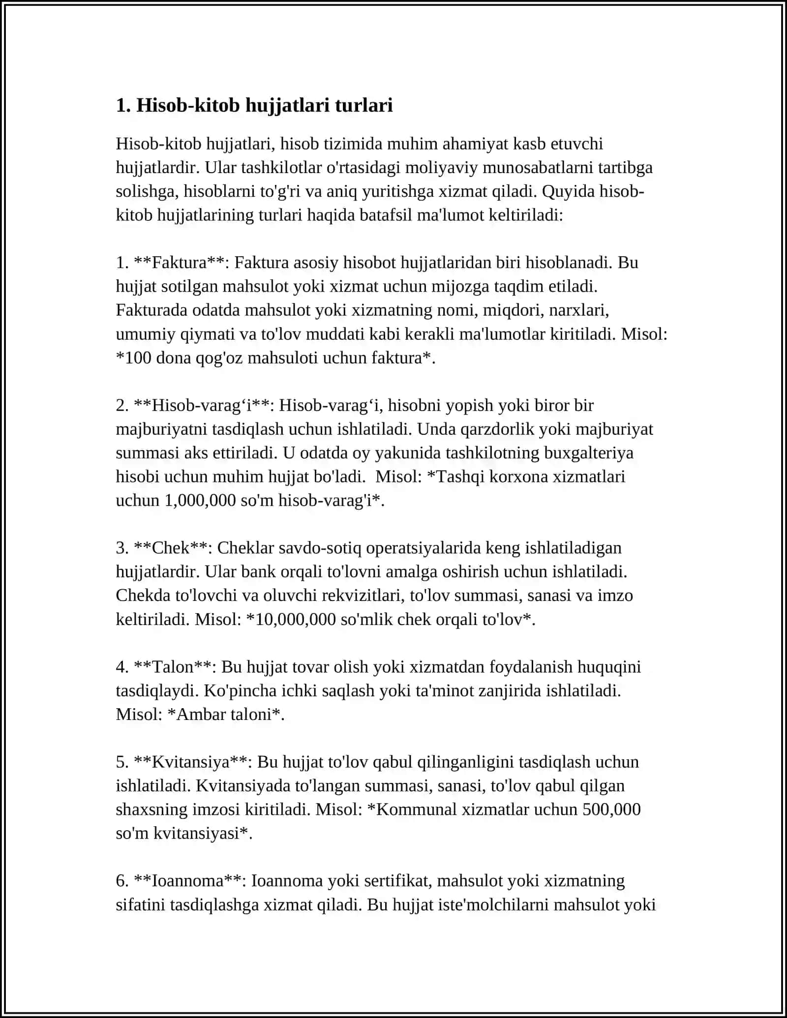 TURLI DEBITOR VA KREDITORLAR BILAN HISOB KITOBLAR HISOBI 3