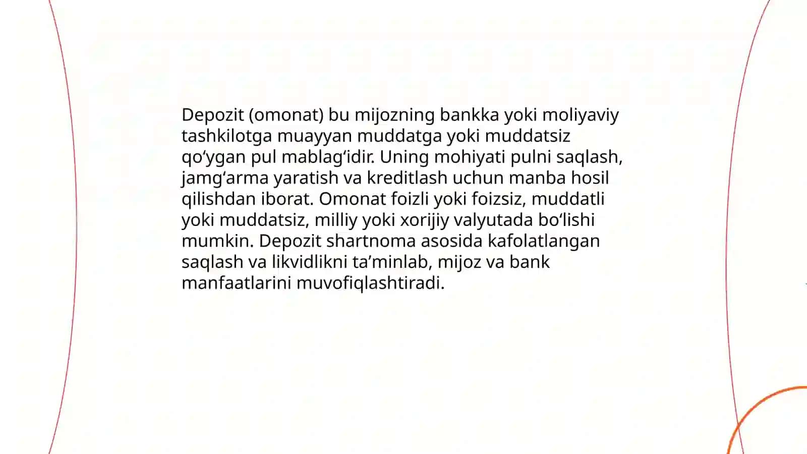 Depozit (omonat) tushunchasi, uning afzallik va kamchliklari 3