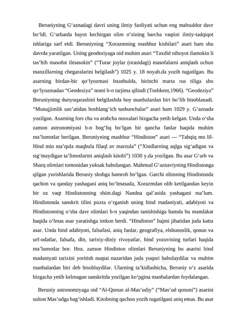 Beruniyning adabiyotga oid faoliyatini o’rganish 3