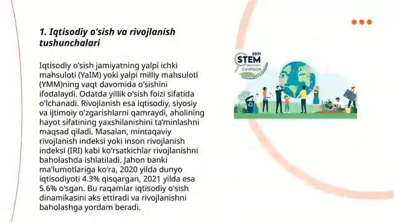 Rivojlanishga nisbatan iqtisodiy o'sish: turmush sifati va ekologik cheklovlar. 3