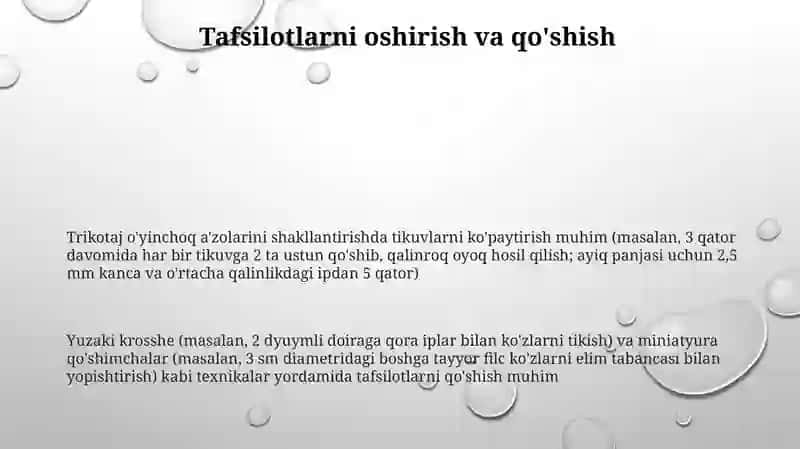 Mavzu: Ilmoq bilan o'yinchoqlar to'qish usullari 3
