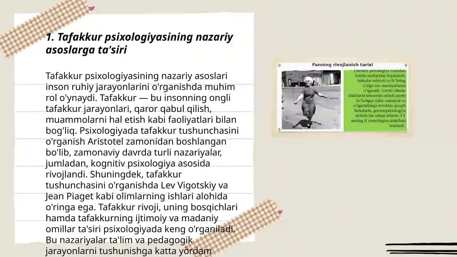 Tafakkur psixologiyasi sohasida ishlarning nazariy va amaliy ahamiyati 3