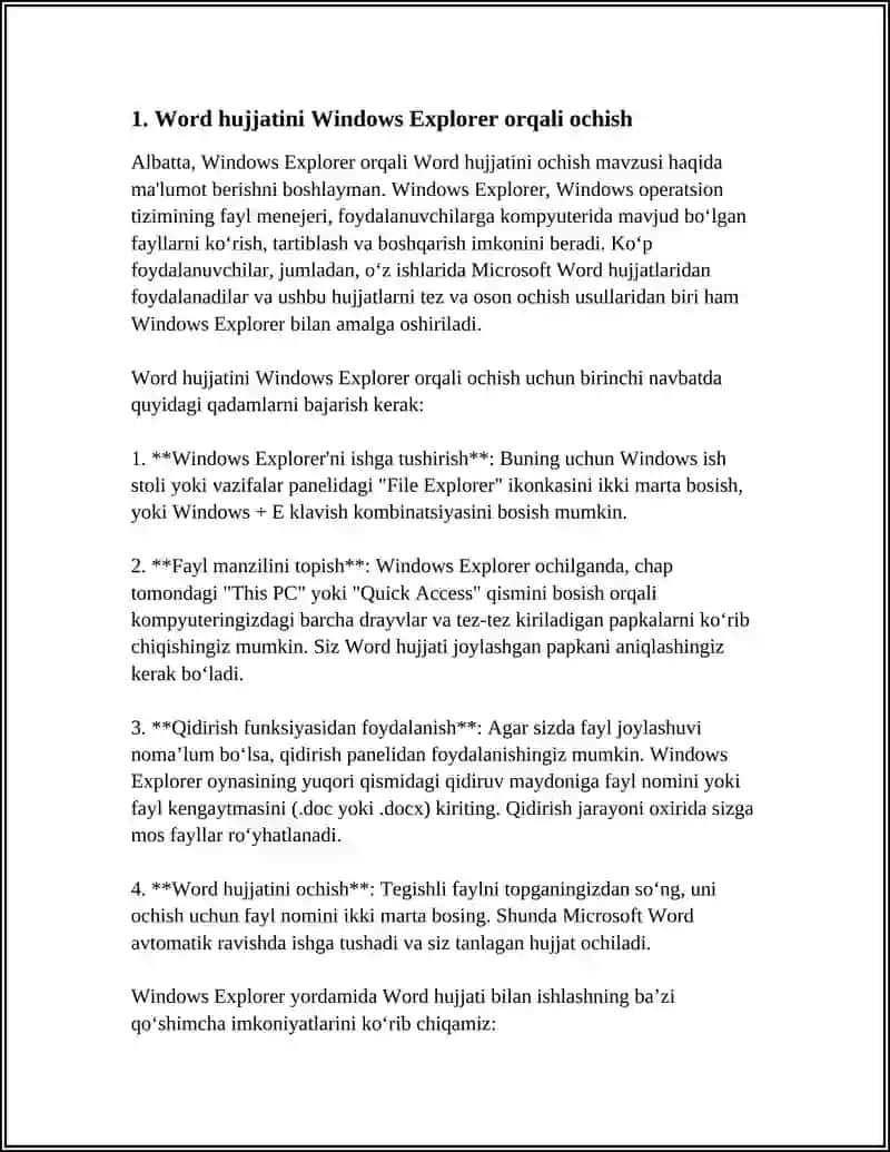 WORD HUJJATLARINI OCHISH 3