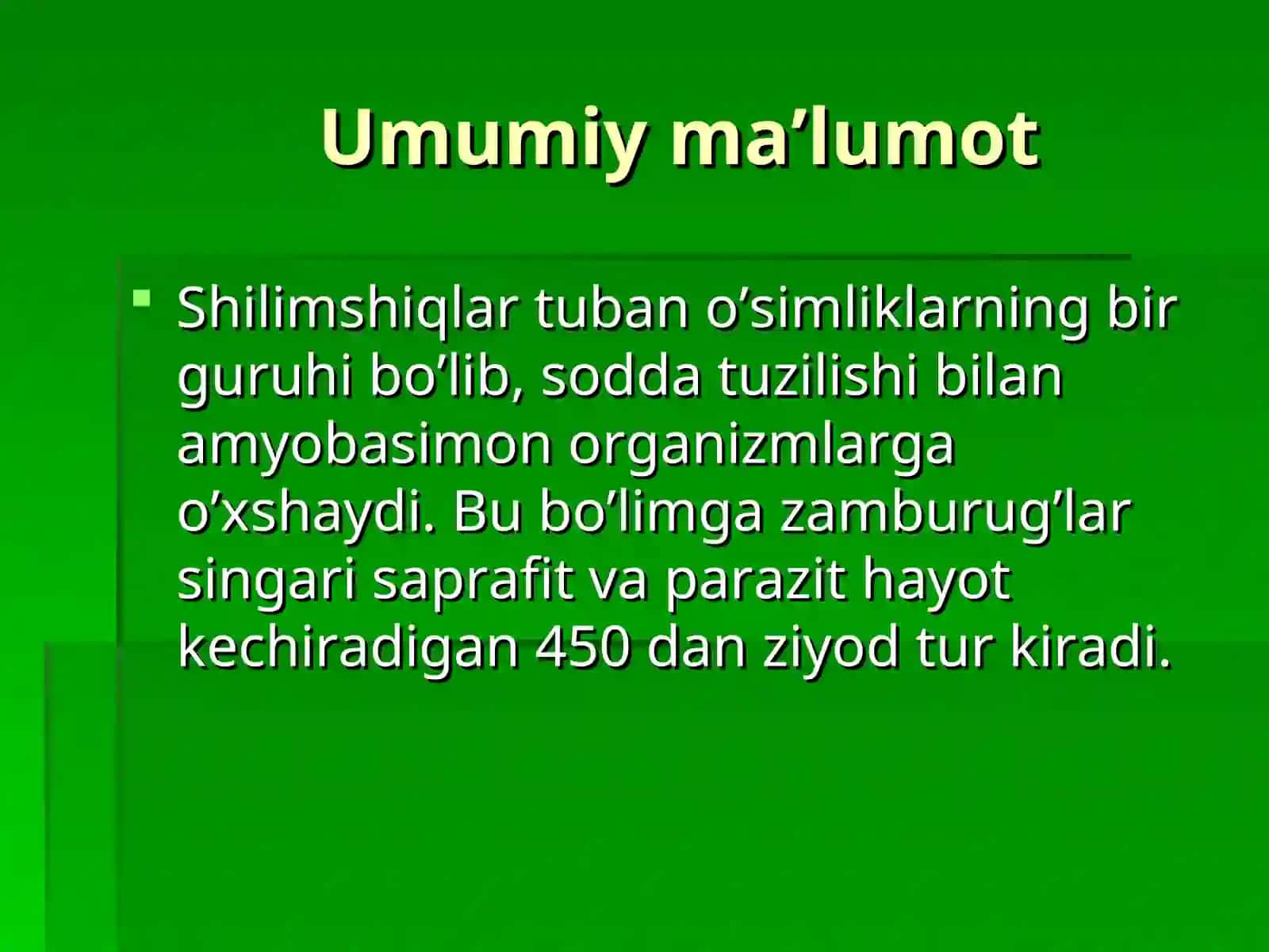 Umumiy biologiya yo’nalishi 102-guruh talabasiyoqubova gulandomning botanika fanidan taqdimoti 3