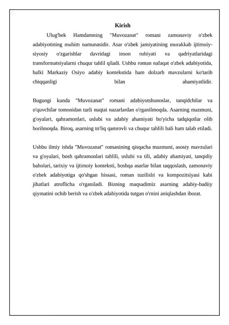 Ulug'bek Hamdamning "Muvozanat" romani tahlili 3