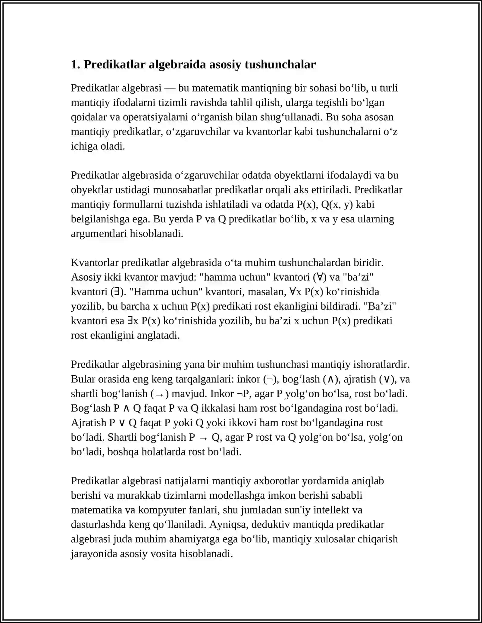 PREDIKATLAR ALGEBRASIDA FORMULALARNING TENG KUCHLILIGI.TENG KUCHLI FORMULALAR,ASOSIY TENG KUCHLILIGI 3
