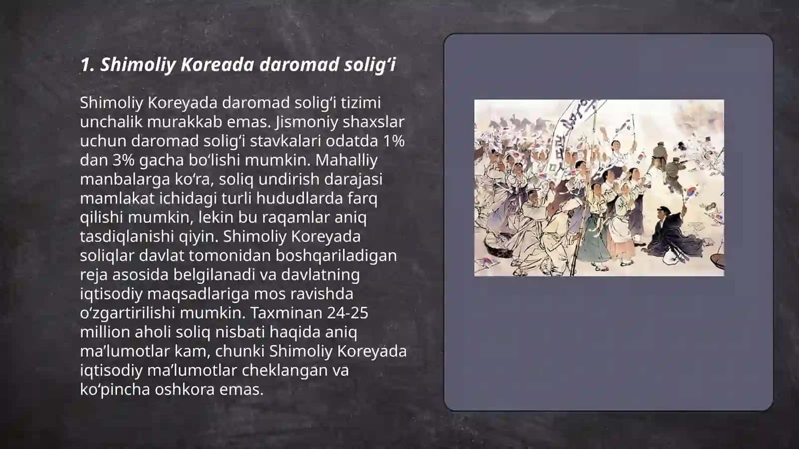 Shimoliy Koreada daromad solig‘i 3