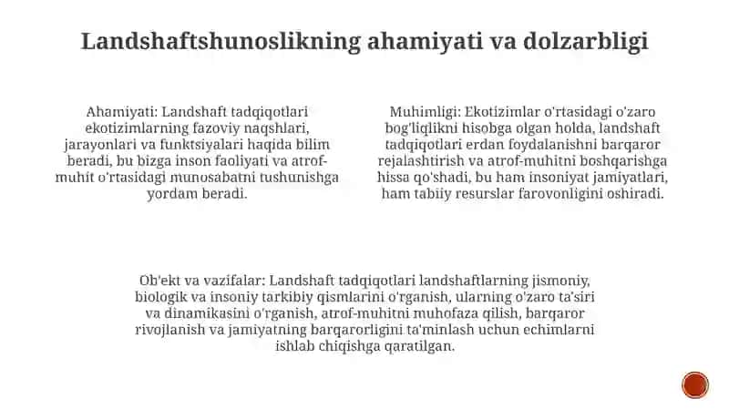 Landshaftshunoslik Predmeti Va Tadqiqot Obyekti Maqsadi Va Vazifalari 3