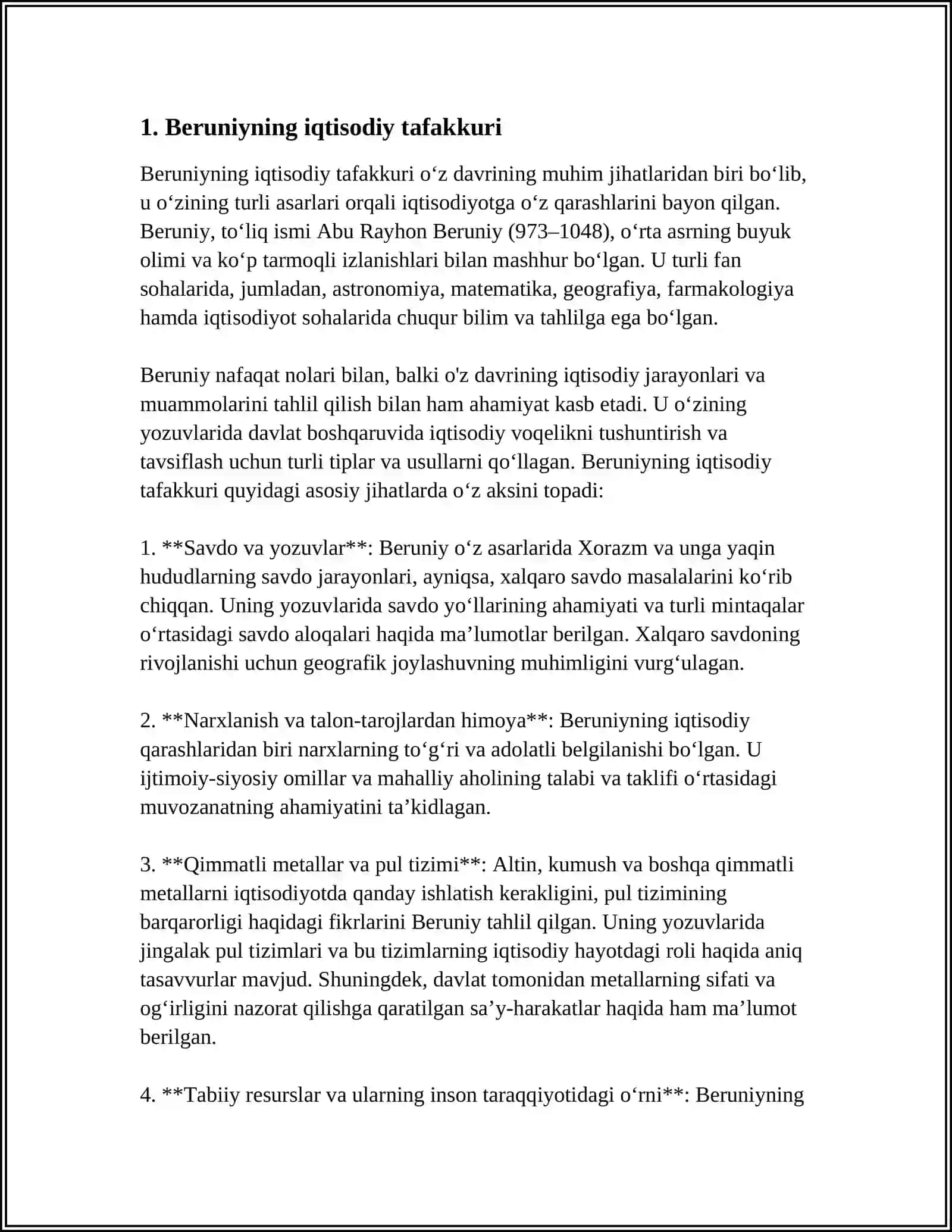 Abu Rayhon Beruniy Iqtisodiy Fikirlari 3