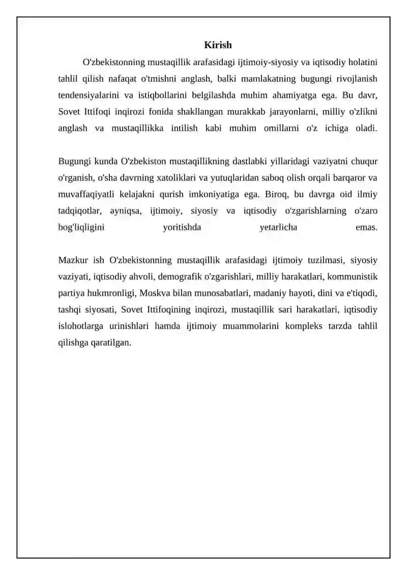 Oʻzbekistonning mustaqillikka erishish arafasidagi ijtimoiy va siyosiy iqtisodiy ahvoli 3