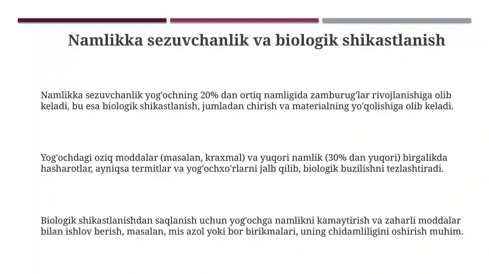 Yog'och materiallari va buyumlarining kamchiliklari 3