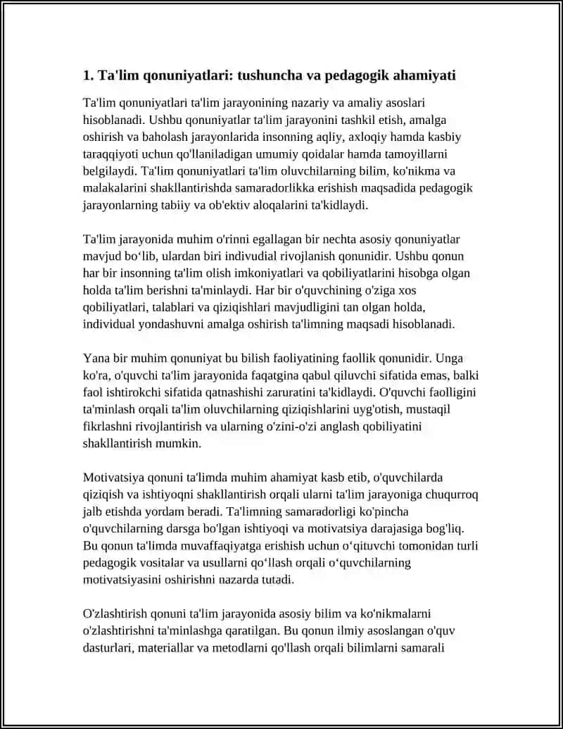 Ta'lim Qonuniyatları va Tamoilari Ta'limning Metod va Vositalari 3