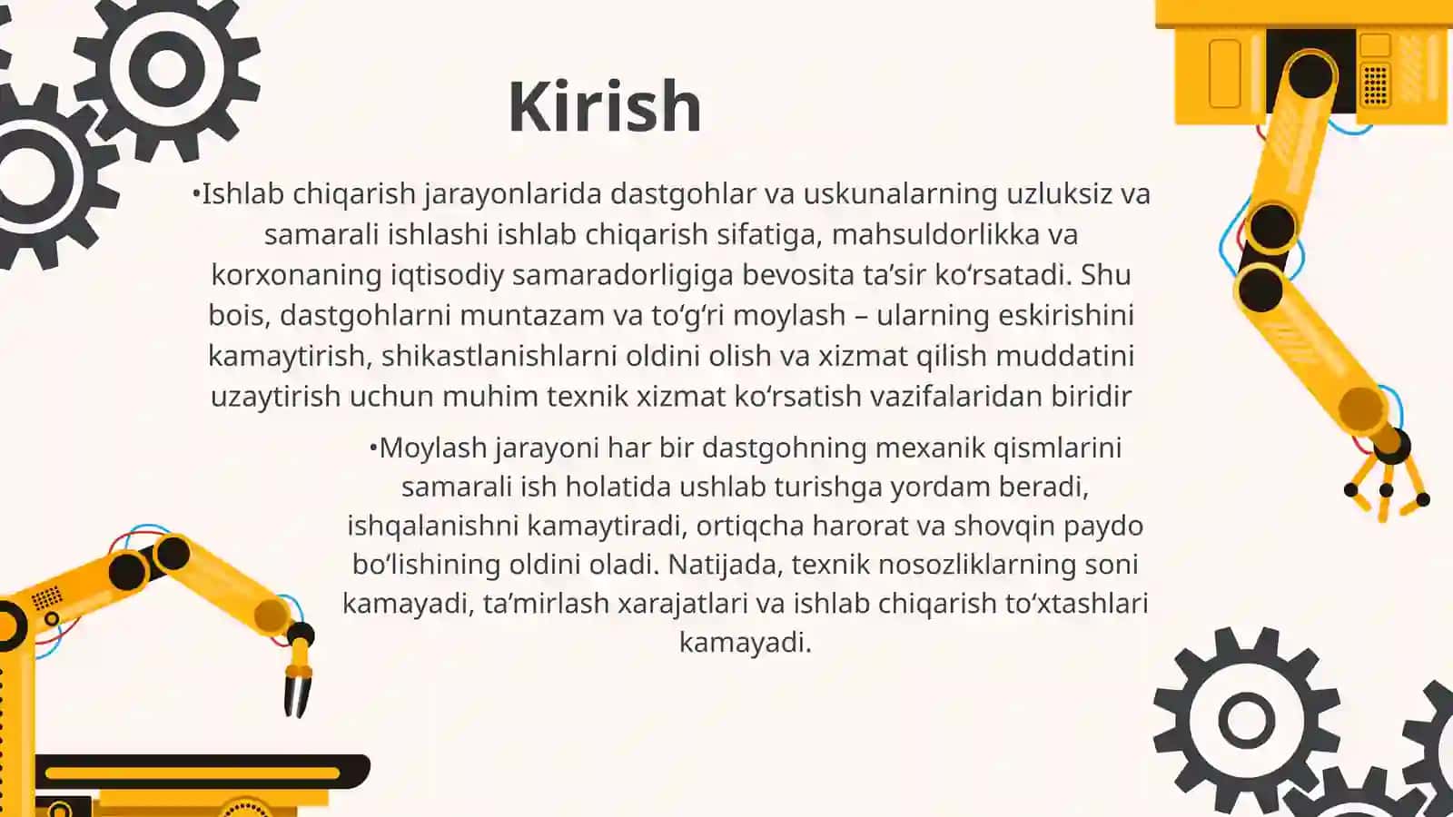 Dastgohlarni moylash 3