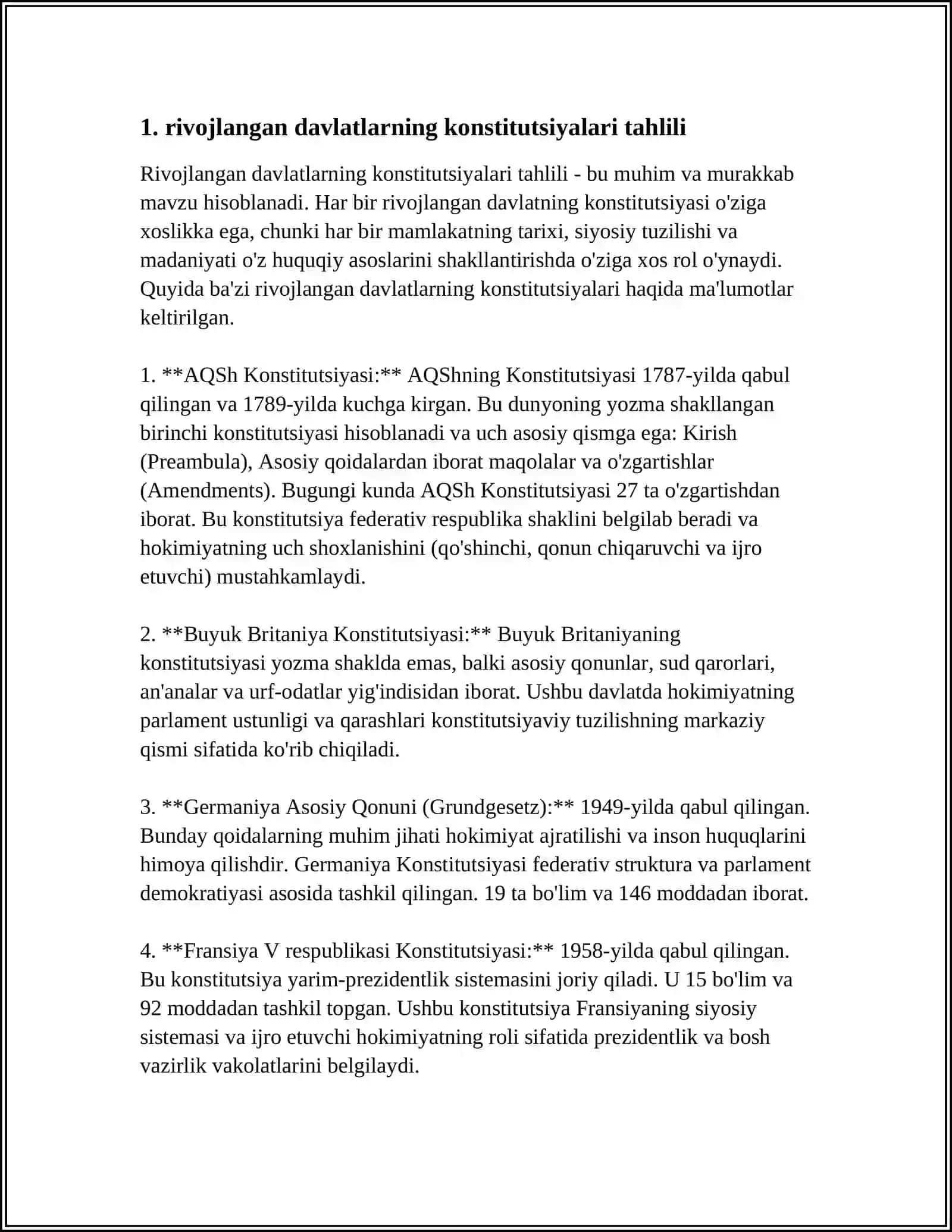 RIVOJLANGAN DAVLATLARNING KONSITUTSIYALARI VA ULARDAGI PRAGMATISM 3