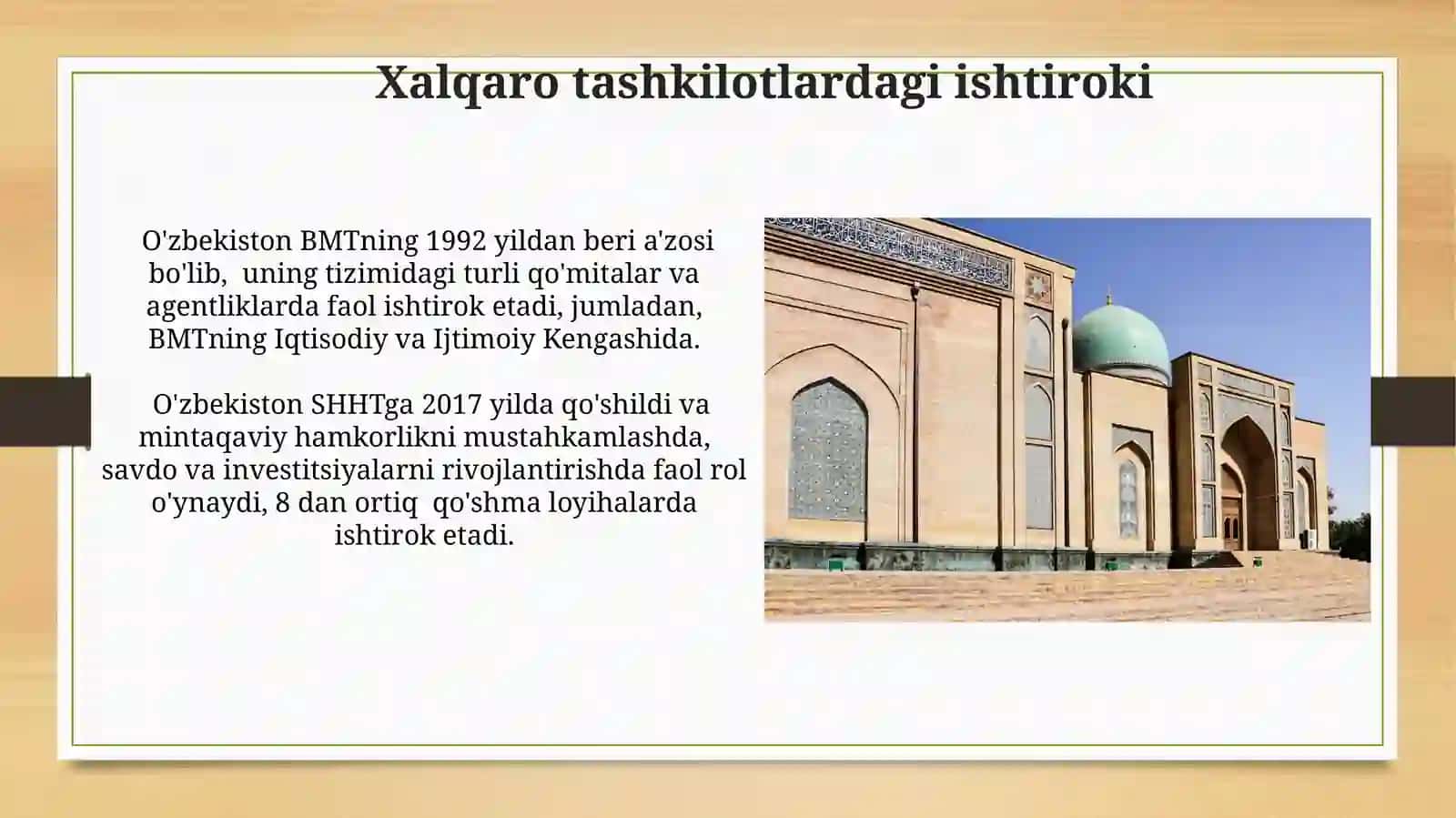 Oʻzbekistonning halqaro tawkilotlari bilan hamkorlik aloqalari 3