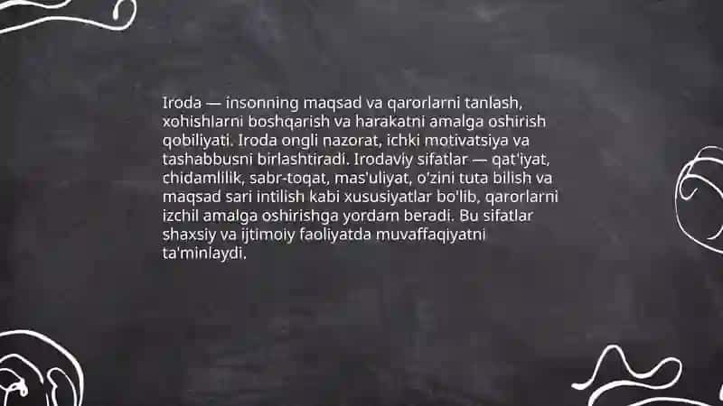 Iroda va iroda viy sifatlar 3
