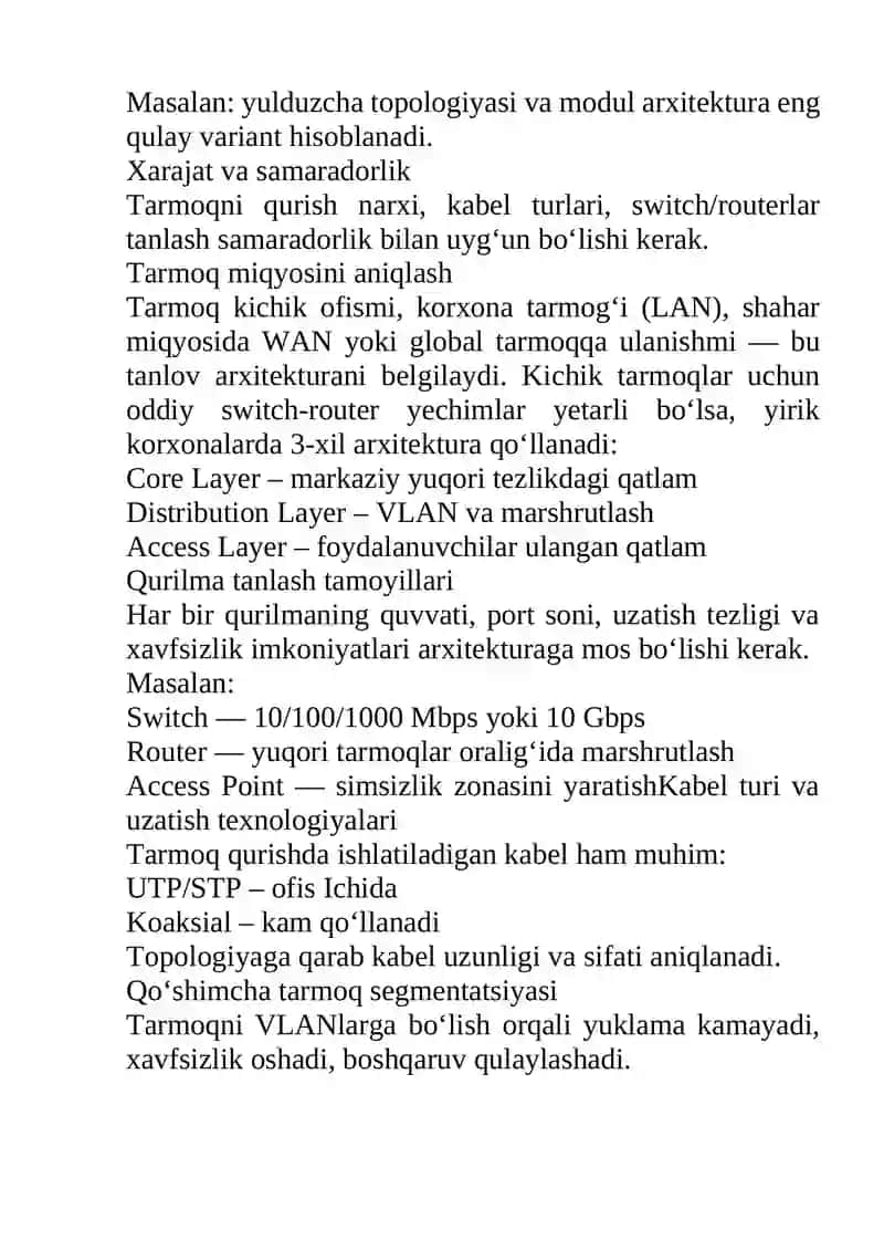 Tarmoq qurishning asosiy tamoyillari 3