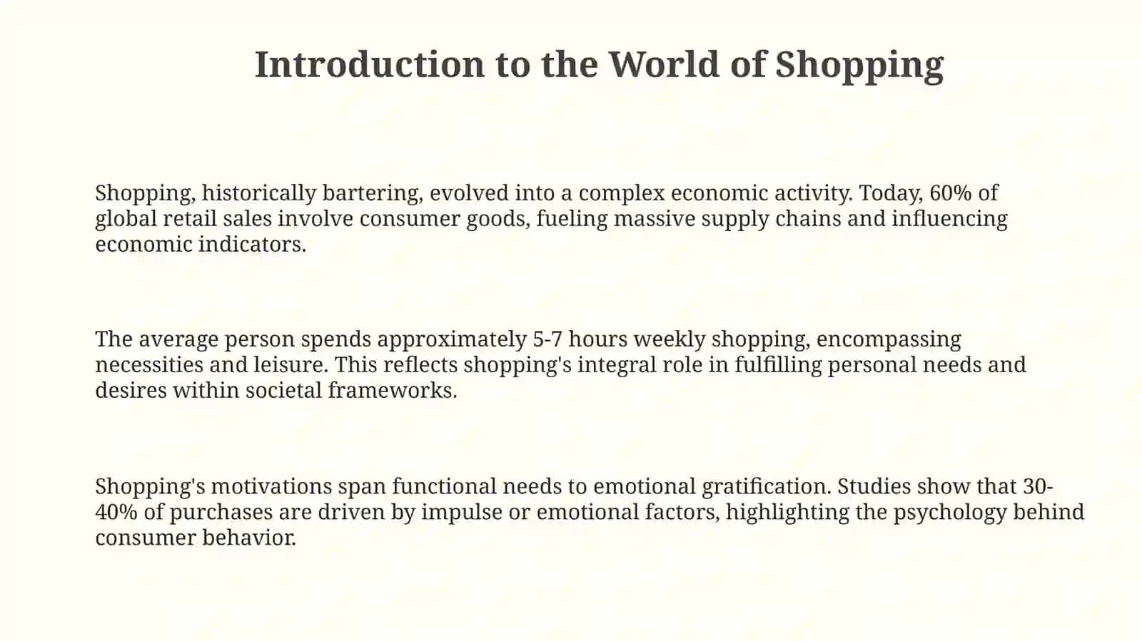 The World of Shopping: An Overview 3