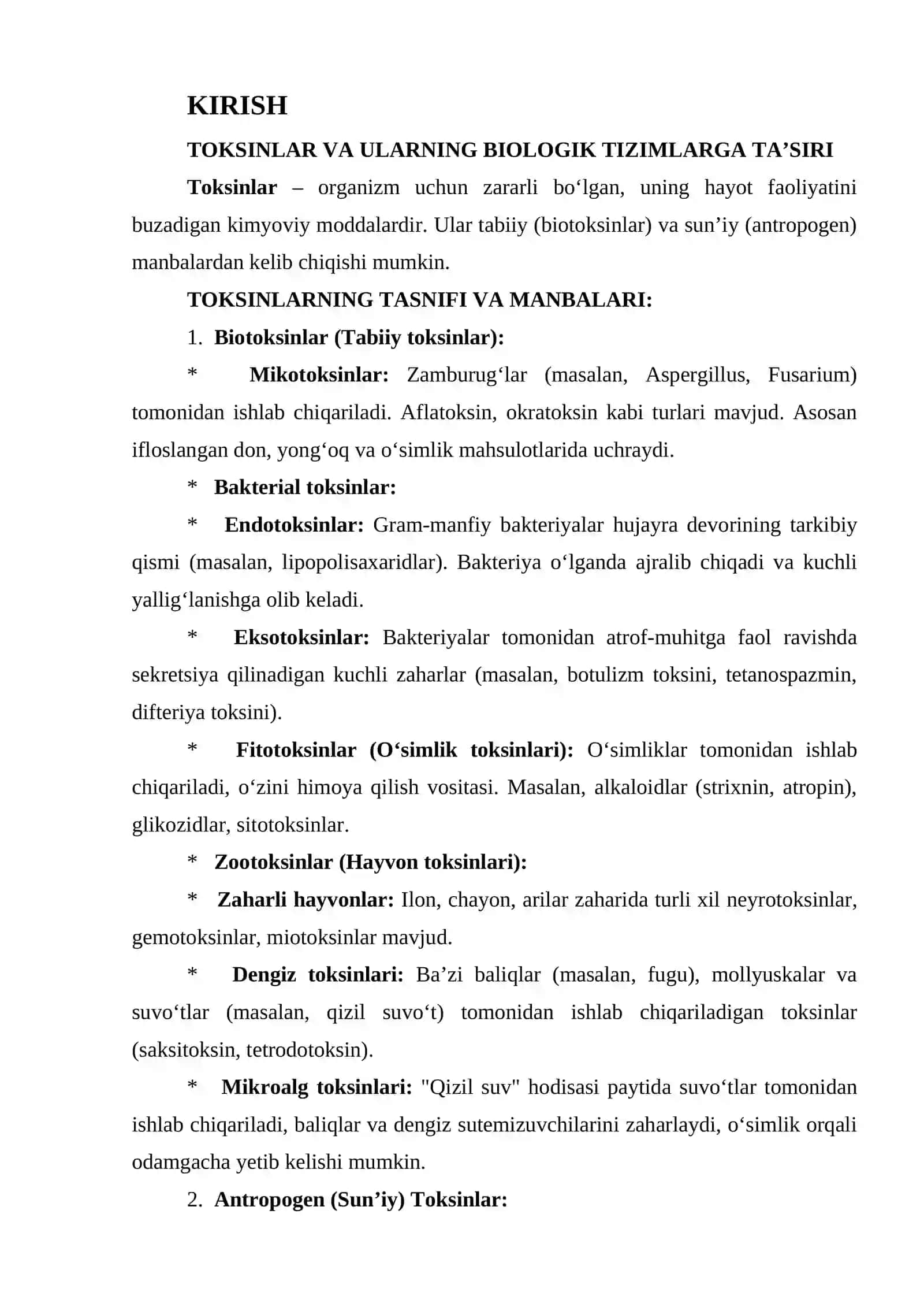 TOKSINLAR VA ULARNING BIOLOGIK TIZIMLARGA TA'SIRI 3