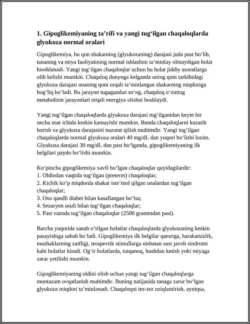 YANGI TUG’ILGAN CHAQALOQLARDA GIPOGLIKEMIYA HOLATI 3