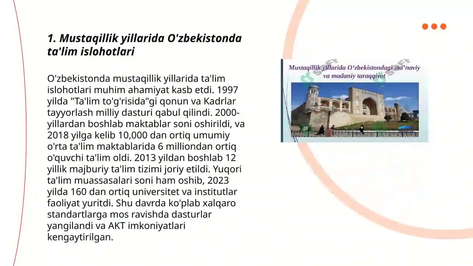 O'zbekiston eng yangi tarixi fanidan mustaqil ishisi 3