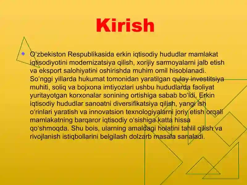 O'zbekistonda erkin iqtisodiy hududlarni amaldagi holatini tahlili va rivojanish istiqbollari 3