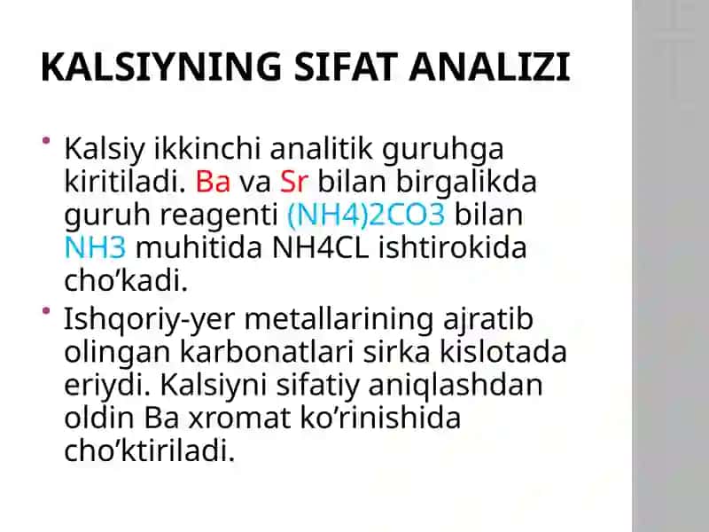 Kalsiy hamdauning birikmalarining kimyoviy va fizik-kimyoviya analizi 3