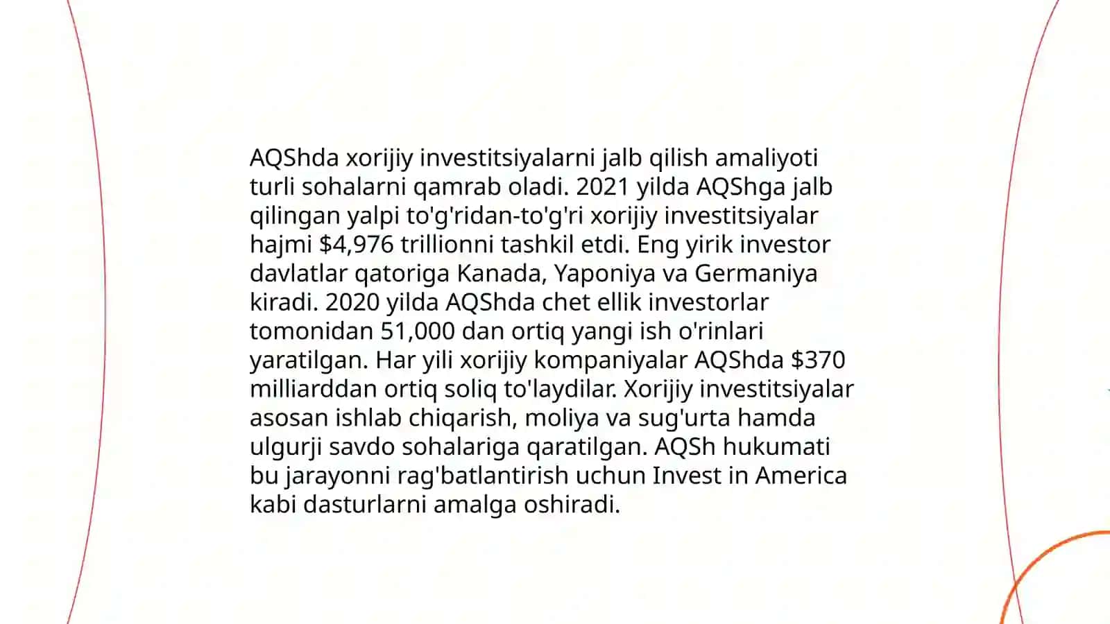 Xorijiy jnvestitsiyalarni jalb qilish bo'yicha xorijig davlatlar tajribasi (rivojlangan davlatlar) 3