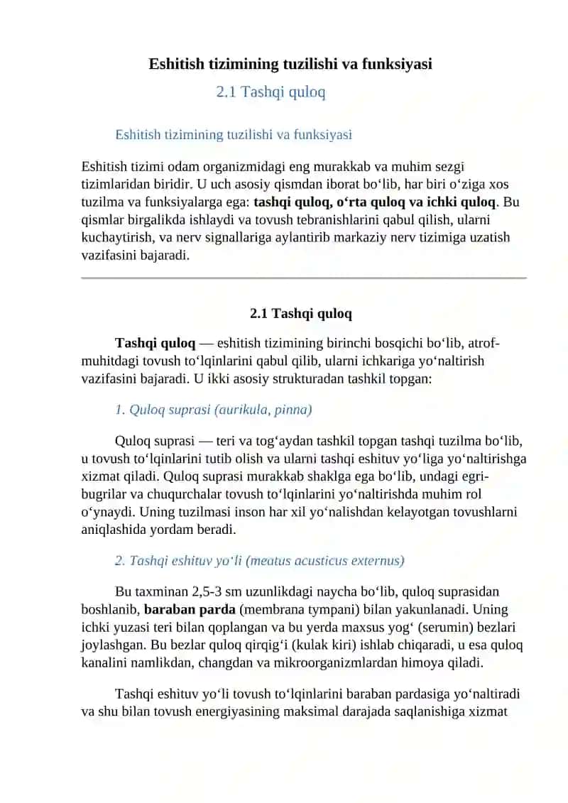 Eshitish tizimining tuzilishi va funksiyasi 3