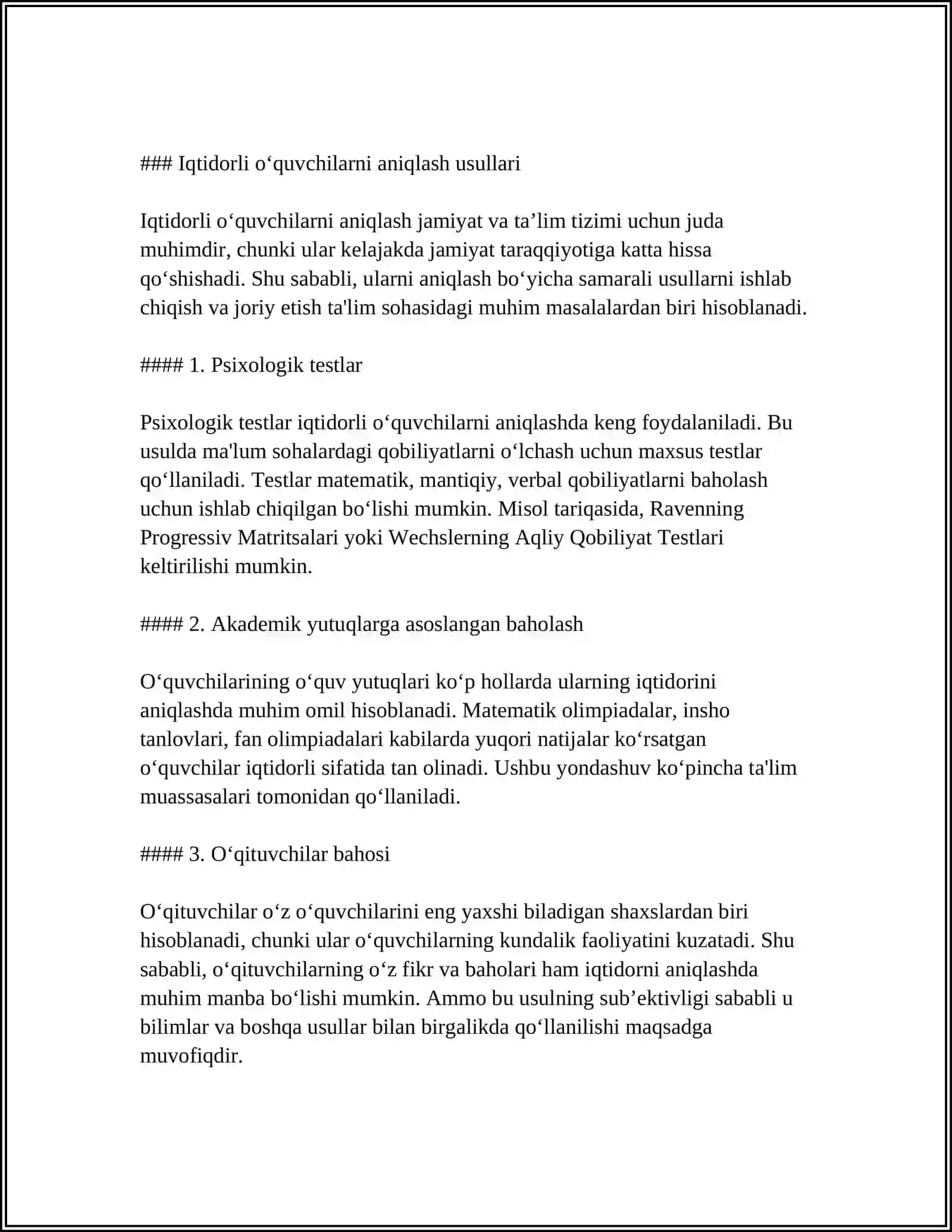 BOSHLANĞICH SINFDA MATEMATIKADAN IQTIDORLI ÔQUVCHILAR BILAN ISHLASH.1-SINF MISOLIDA 3