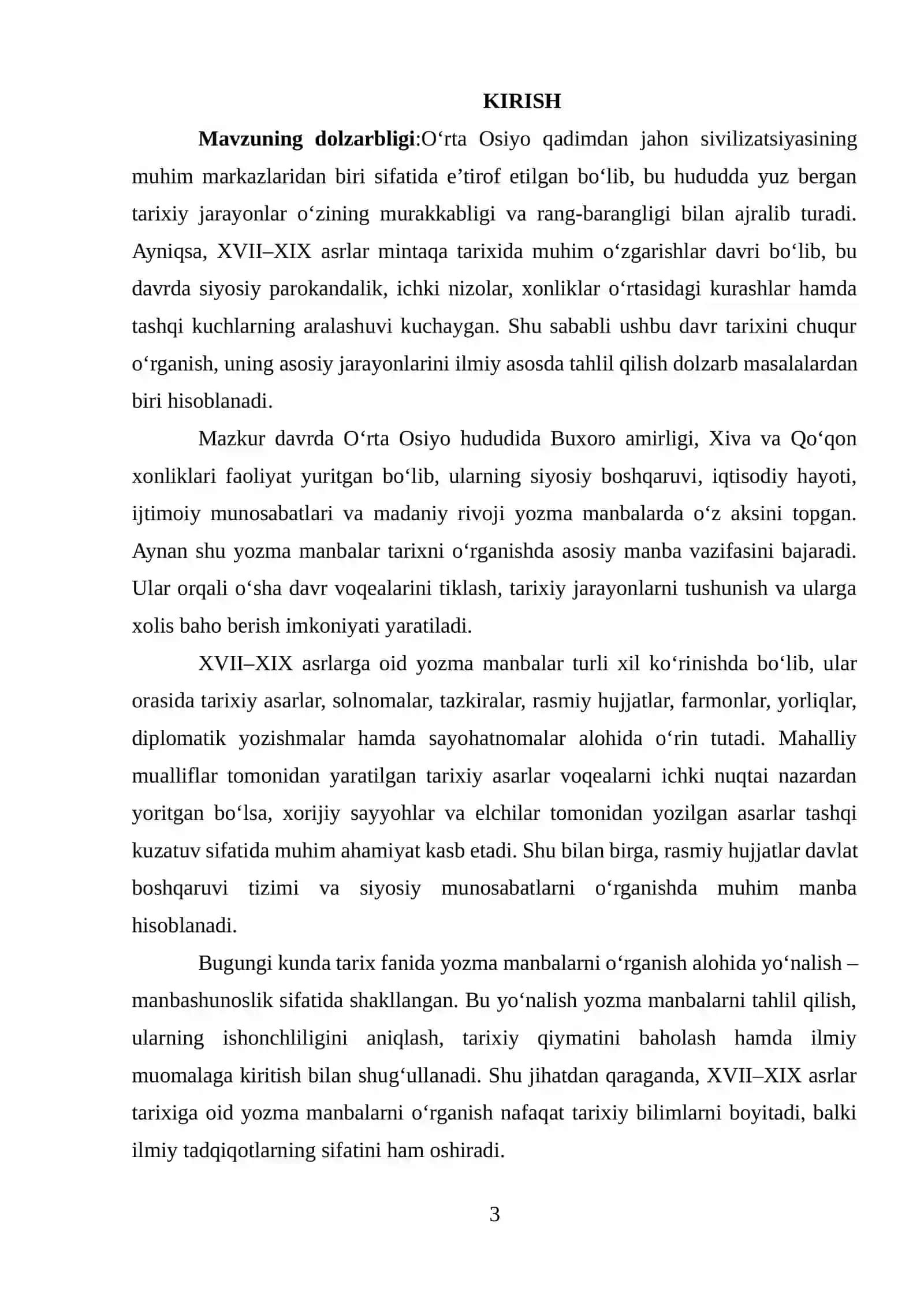 O'rta Osiyoning XVII-XIX asrlar tarixiga oid yozma manbalar 3