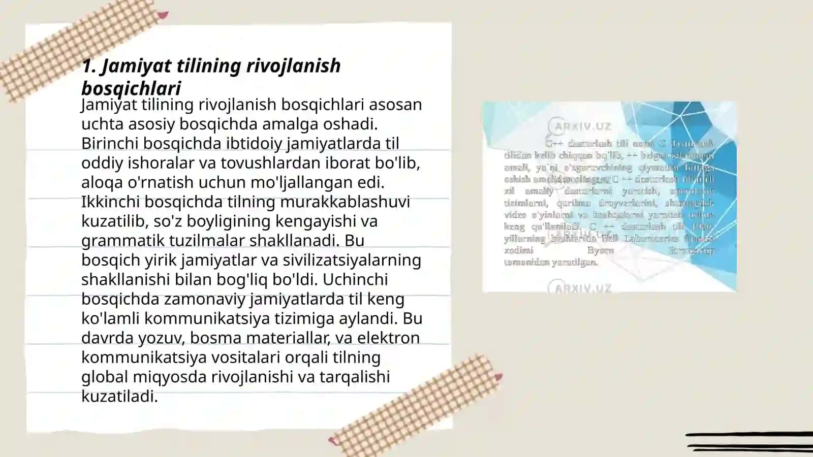 Jamiyat tuzilishi va til tuzilishi: korrelatsiya va differentsiatsiya 3