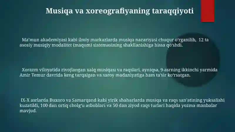 IX-XII asrlar madaniyati: yangi g'oyalar va ijod namunalari 3