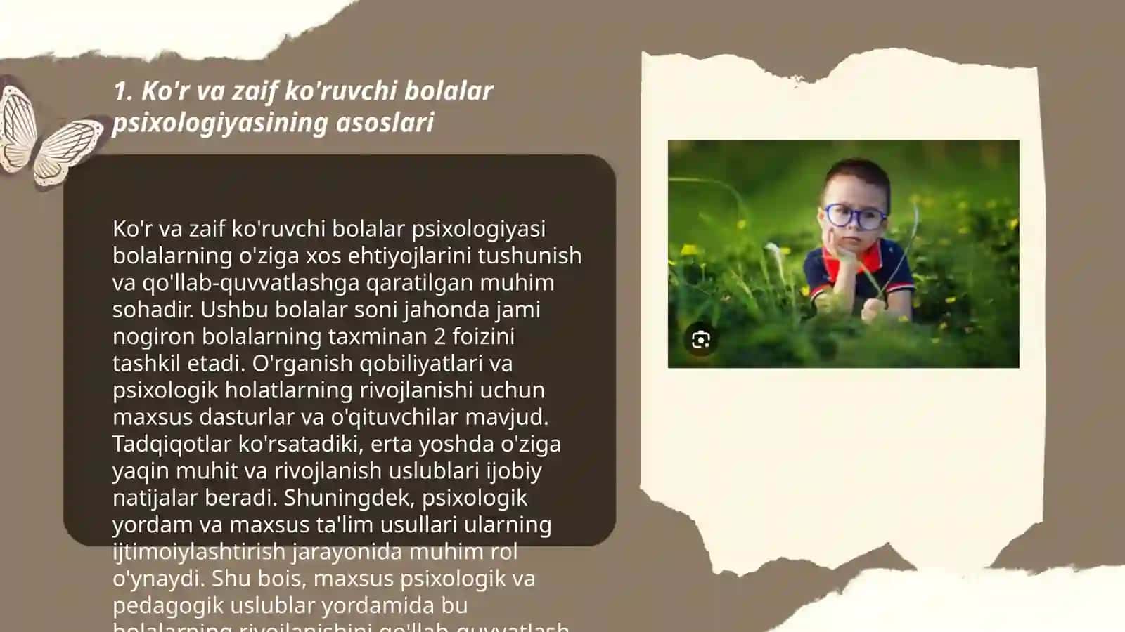 Ko'r va zaif ko'ruvchi bolalar psixologiyasi 3
