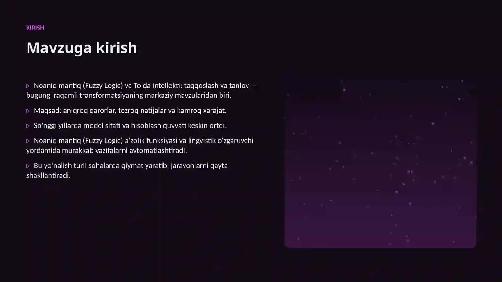 Noaniq mantiq (Fuzzy Logic) va Toʻda intellekti: taqqoslash va tanlov 3