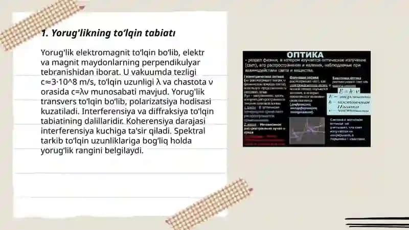 Optika- yoruğlikning xossalari 3