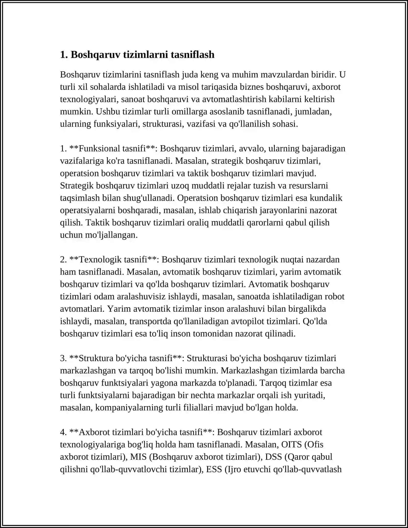 BILIMLARGA ASOSLANGAN TIZIMLARNI TASNIFLASH 3