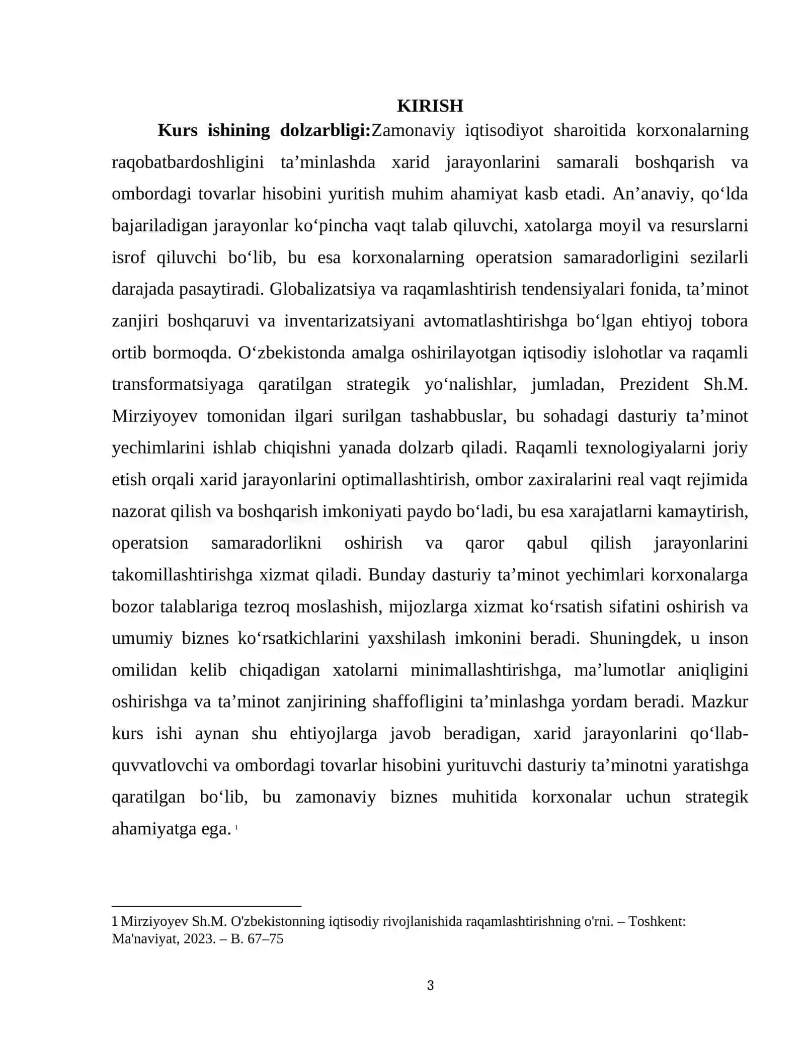 "XARID JAROYONLARINI QOLLAB QUVATLASH HAMDA OMBORDAGI TOVARLAR HISOBINI YURUTISH DASTURINI YARATISH" 3
