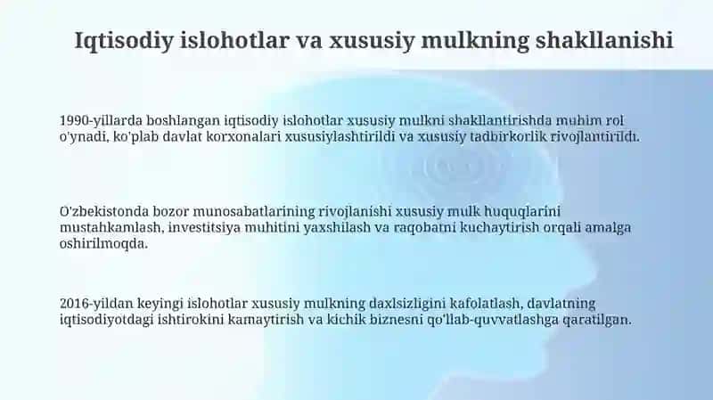 Iqtisodiy islohotlar va xususiy mulkning shakllanishi 3