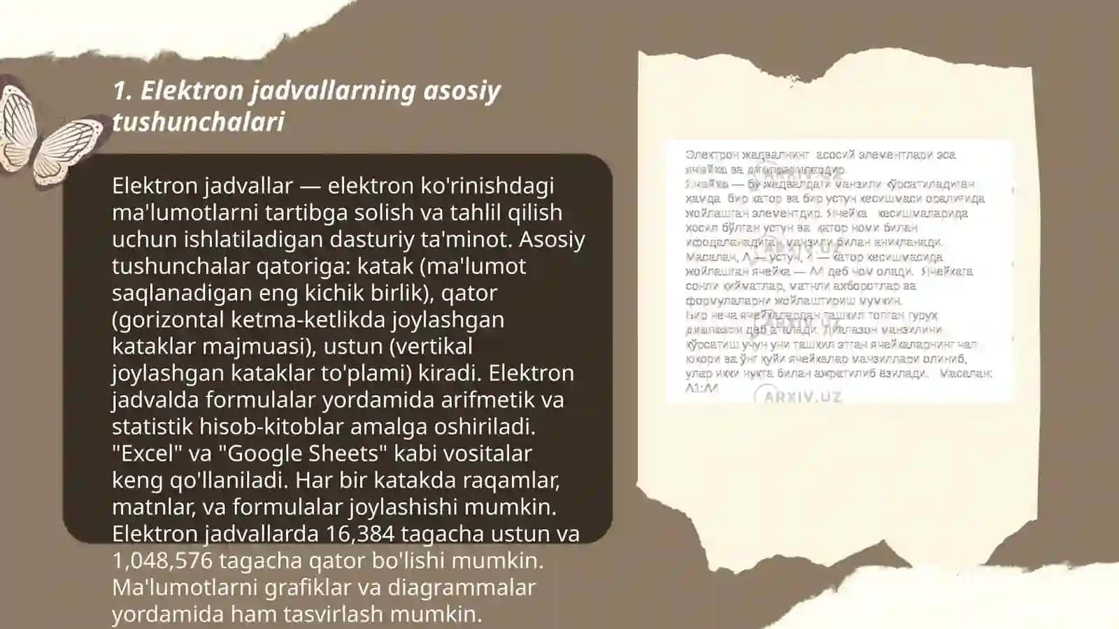 Elektron jadvallar bilan ishlash texnologiyasi 3