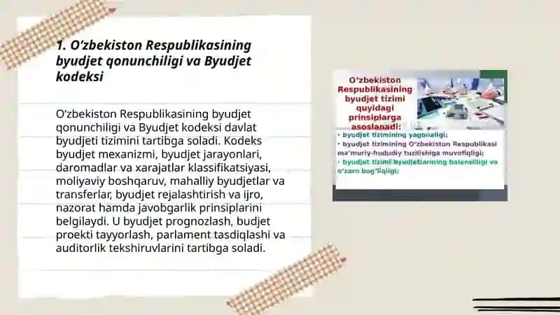 Oʻzbekiston Respublikasida byudjet tizimining oʻziga xos jihatlari 3