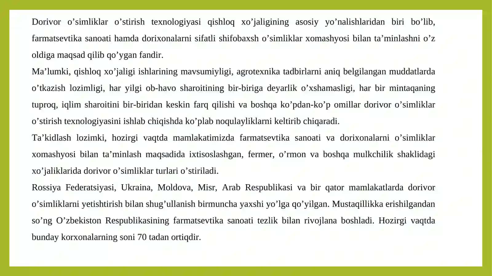 Dorivor o’simliklarni yetishtirish texnologiyasi faniga kirish 3