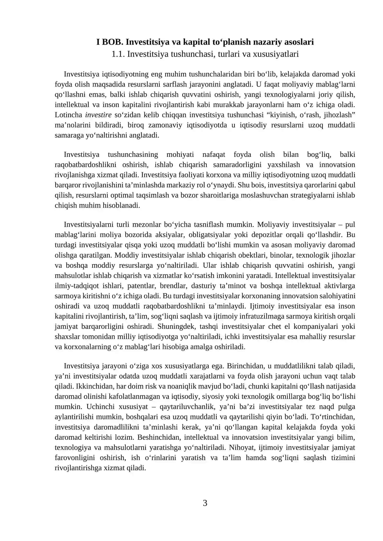 Investitsiya va kapital toʻplanishining dinamik modellari 3