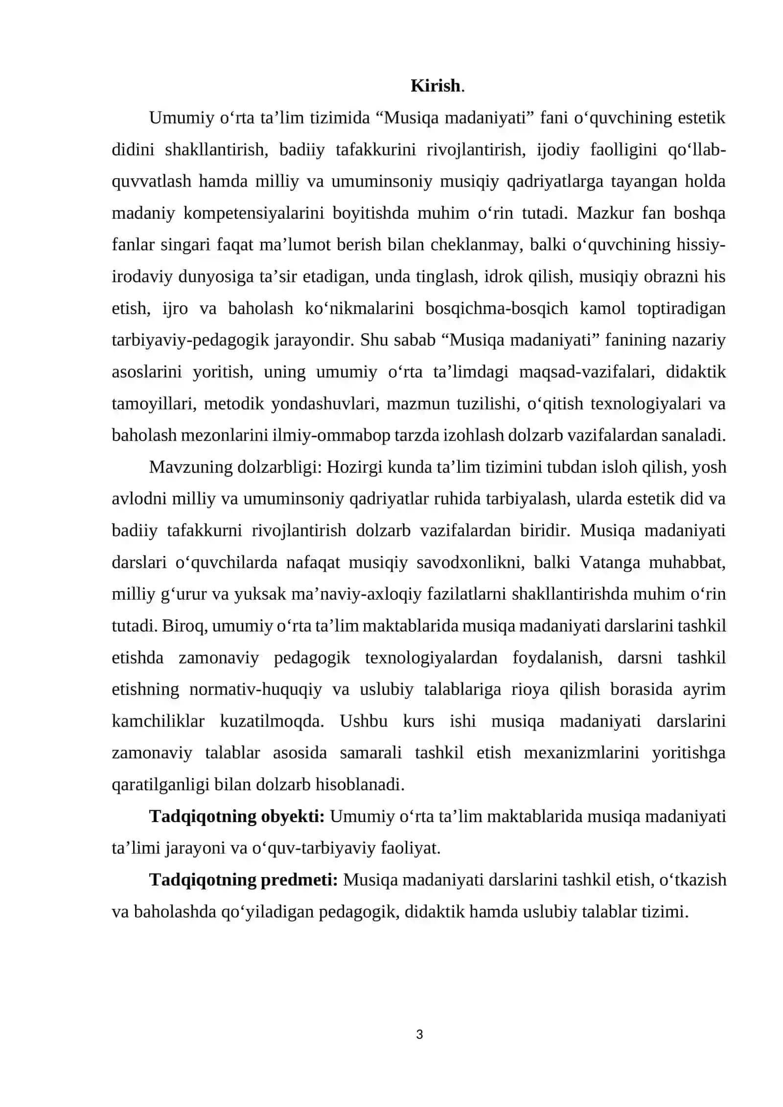 Umumiy oʻrta ta’lim maktablarida musiqa madaniyati darslarini tashkil etishda qoʻyiladigan talablar 3