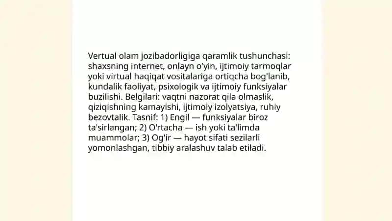 Vertual olam jozibadorligiga qaramlik 3