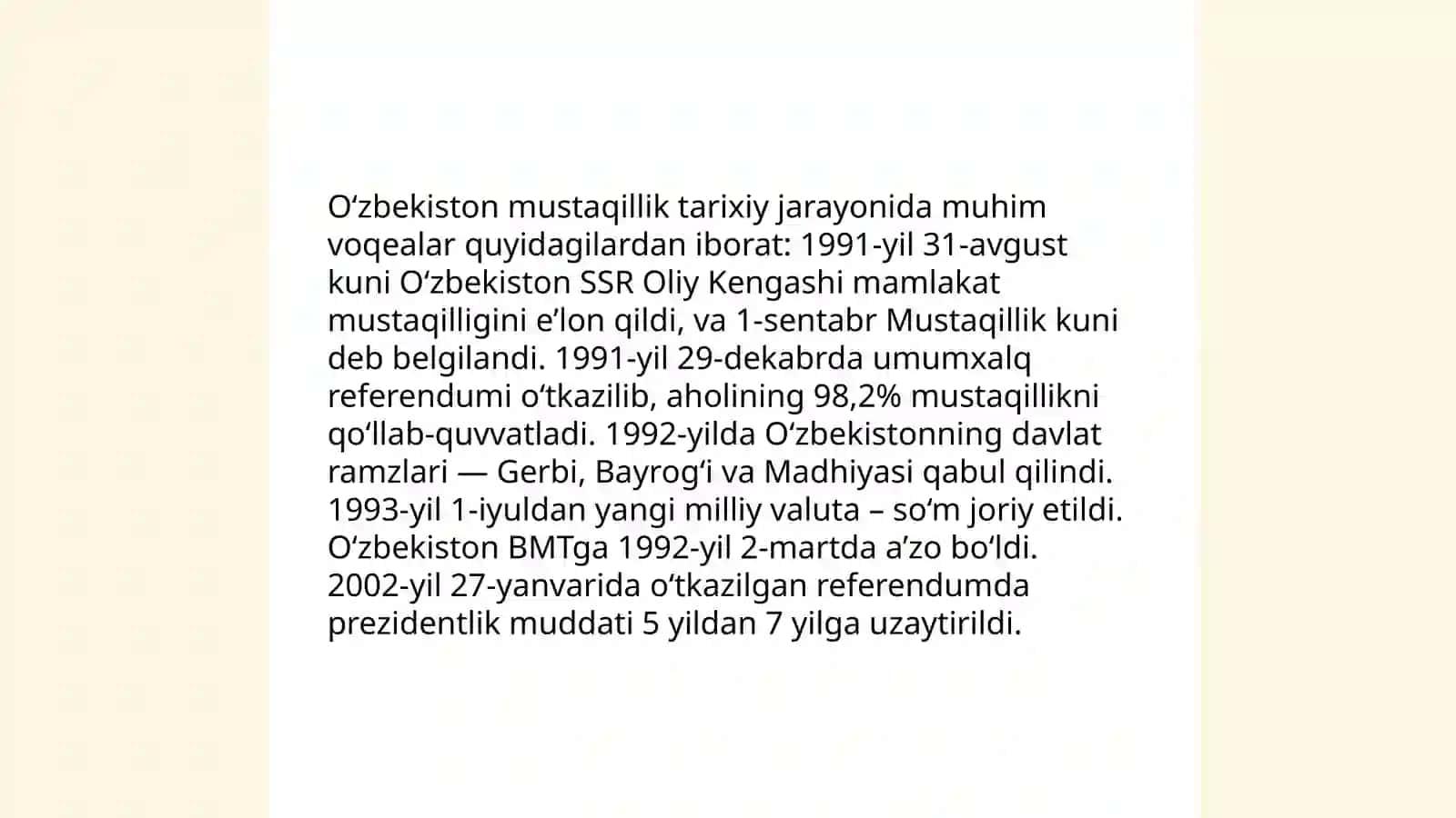 O'zbekistonning òziga xos istiqlol va taraqqiyot yòli 3