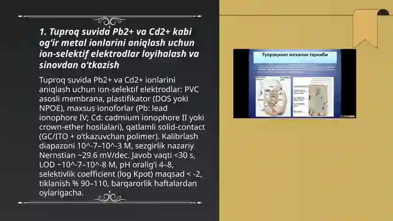 Tuproq suvining ifloslanishidan ionli birikmani aniqlash, ulardan tozalash g'oyasini ishlab chiqish 3