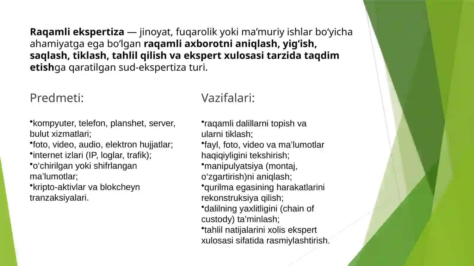 Ekspertiza muassasalarining faoliyatini raqamlashtirish masalalari 3
