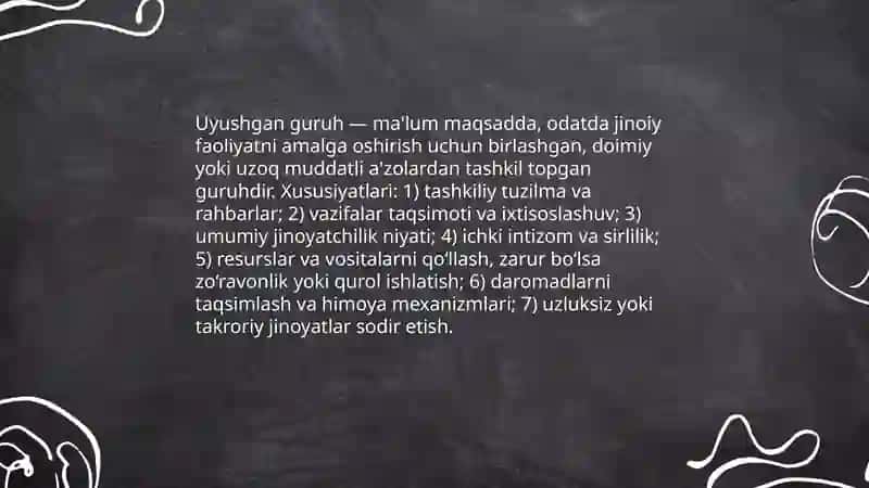 Uyushgan guruh tomonidan sodir etilgan jinoyatlarni tergov qilish 3