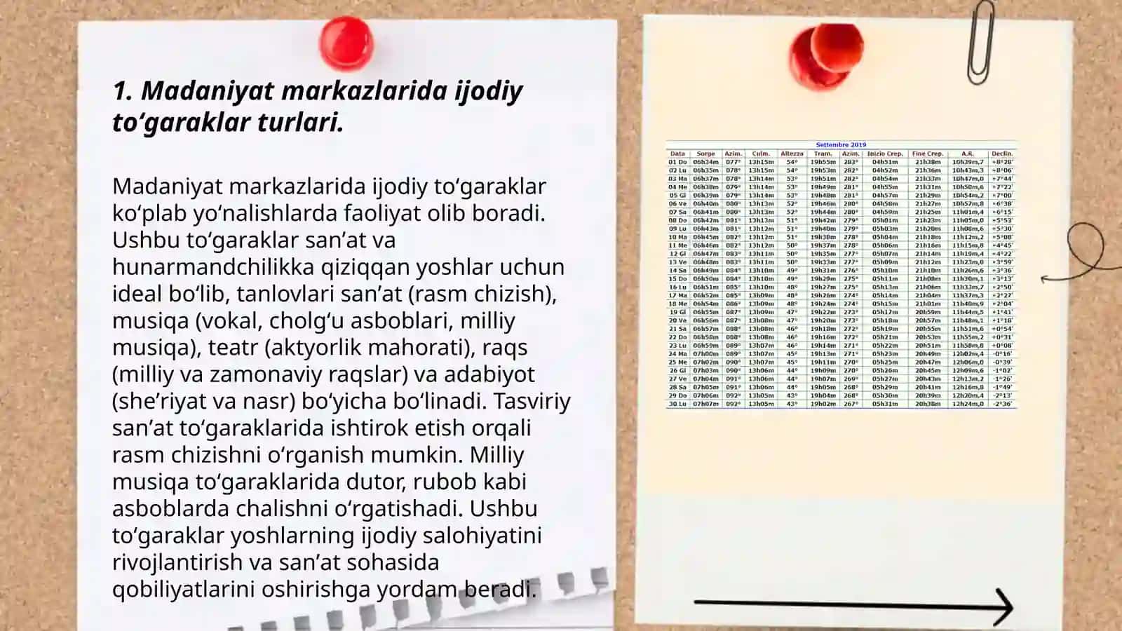 Madaniyat markazlarida ijodiy toʻgaraklar hamda taʼlim va hunarga yoʻnaltirilgan kurslar faoliyatini tashkil etgan holda pullik xizmat koʻrsatish tizimini rivojlantirish 3